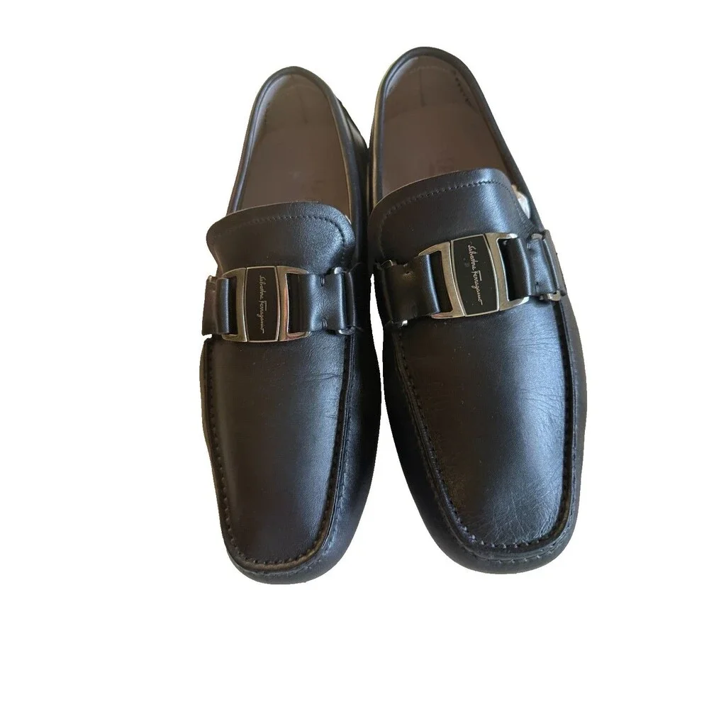 NWB Salvadore Ferragamo Sardegna 15 Leather Driver Loafers Size 6.5 EE